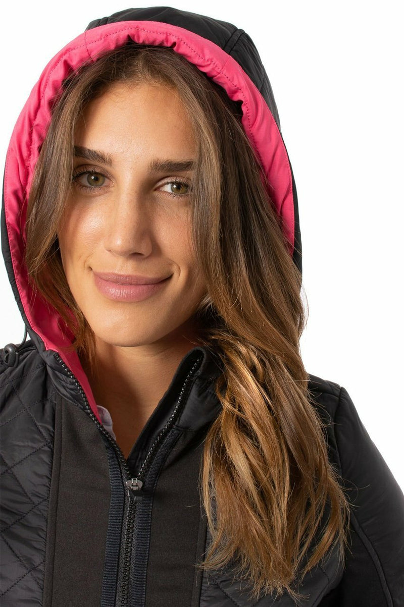 Golftini: Women's Hooded Windbreaker Jacket - Black