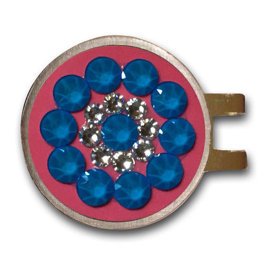 Blingo Ball Markers: Electric Blue on Pink