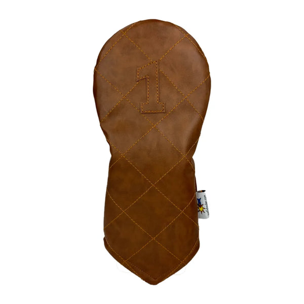 Sunfish: Duraleather Headcover (Driver, Fairway, Hybrid, or Set) - Brown Quilted