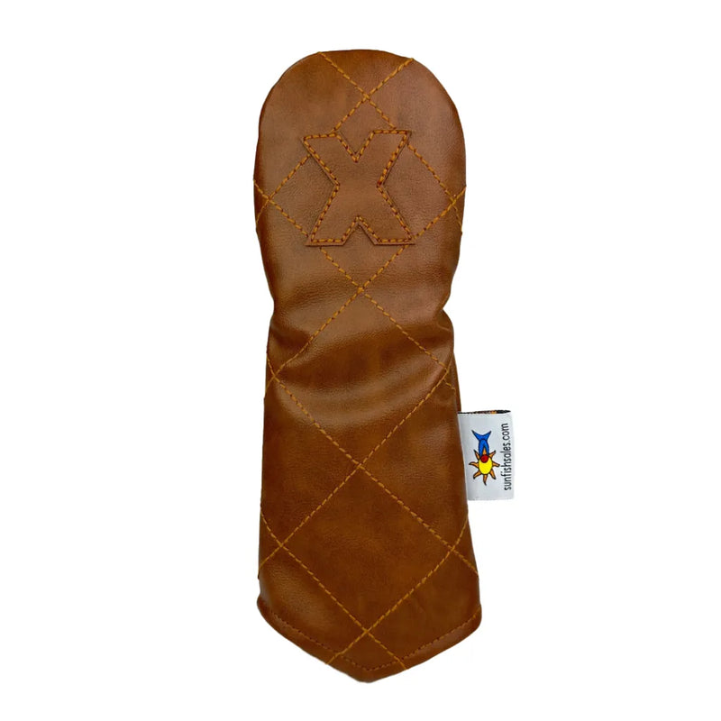 Sunfish: Duraleather Headcover (Driver, Fairway, Hybrid, or Set) - Brown Quilted
