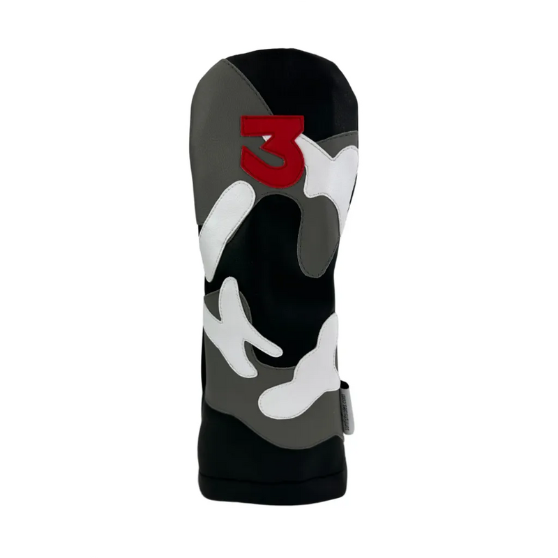 Sunfish: DuraLeather Headcovers - Black Gray and Red Camo Appliqué