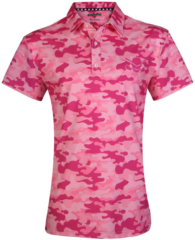 Tattoo Golf: Women's Camo Cool-Stretch Golf Shirt - Pink
