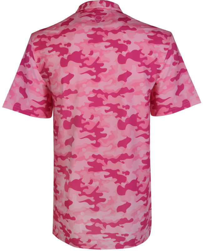 Tattoo Golf: Men's Camo Cool-Stretch Golf Shirt - Pink