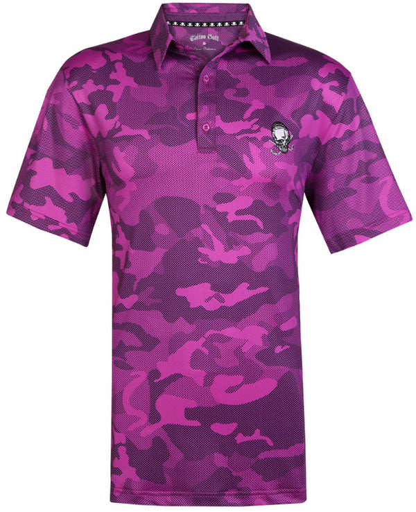 Tattoo Golf: Men's Camo X Cool-Stretch Golf Shirt - Purple