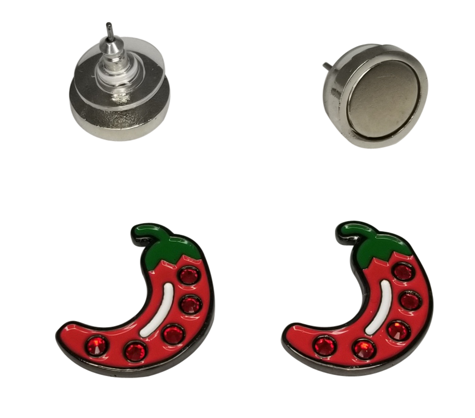 Chili Pepper Ball Marker Earrings by ReadyGOLF