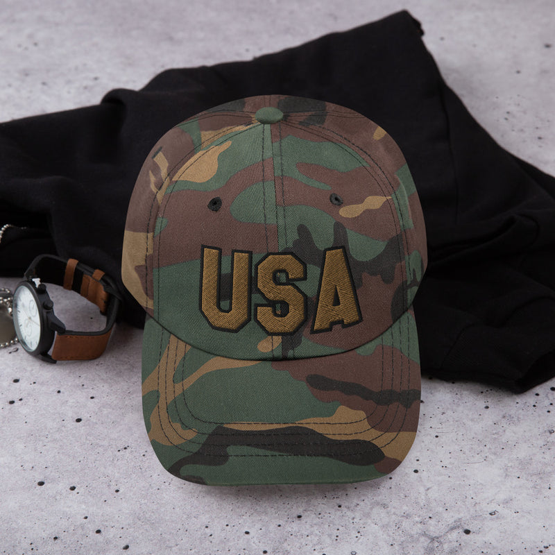 USA Camo Embroidered Golf Hat with Adjustable Strap by ReadyGOLF
