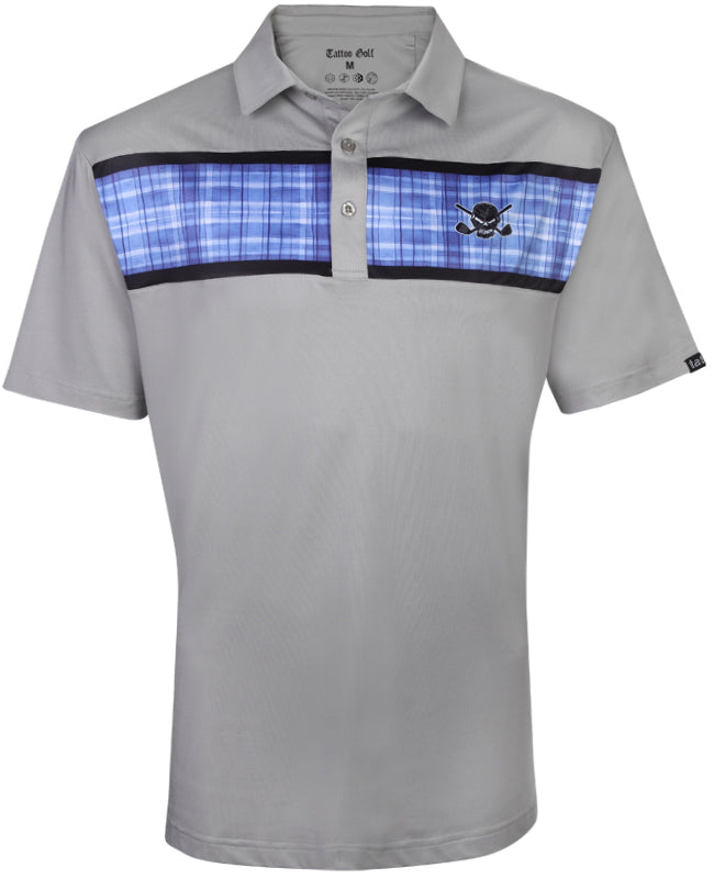 Tattoo Golf: Men's Clubhouse Cool-Stretch Golf Shirt - Grey
