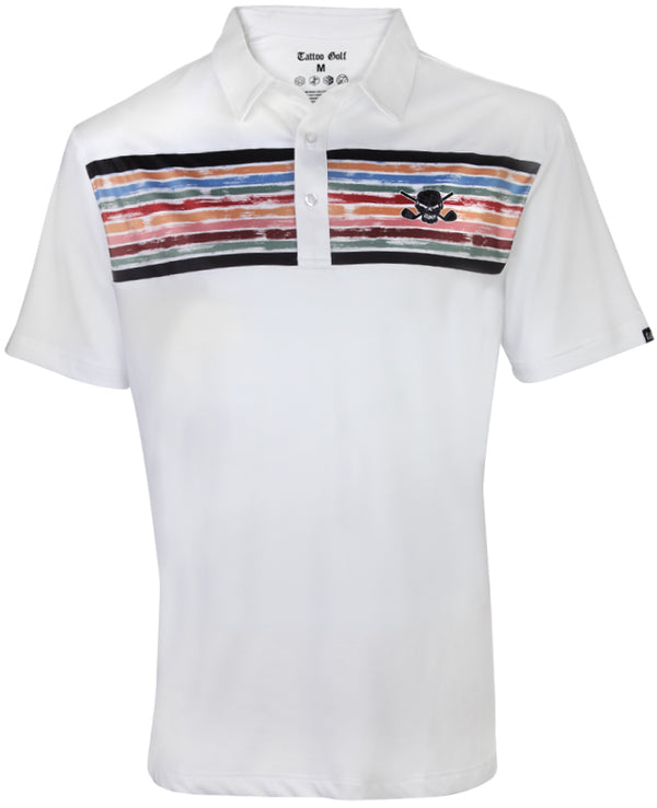 Tattoo Golf: Men's Clubhouse Cool-Stretch Golf Shirt - White