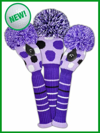 Just 4 Golf: Dot Set Headcovers - Purple, Black and White