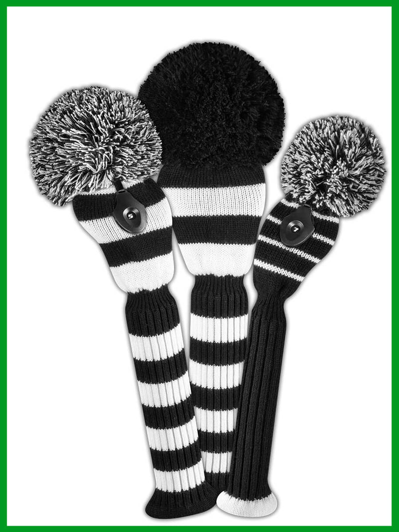 Just 4 Golf: Stripe Headcover Set - Black and White