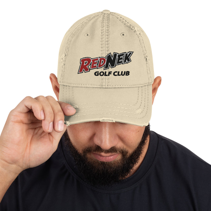 RedNek Golf Club Embroidered Distressed Hat in Khaki