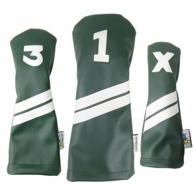 Sunfish: DuraLeather Headcovers Set - Green with White Stripes