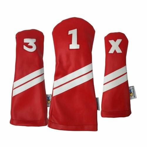 Sunfish: DuraLeather Headcovers Set - Red with White Stripes