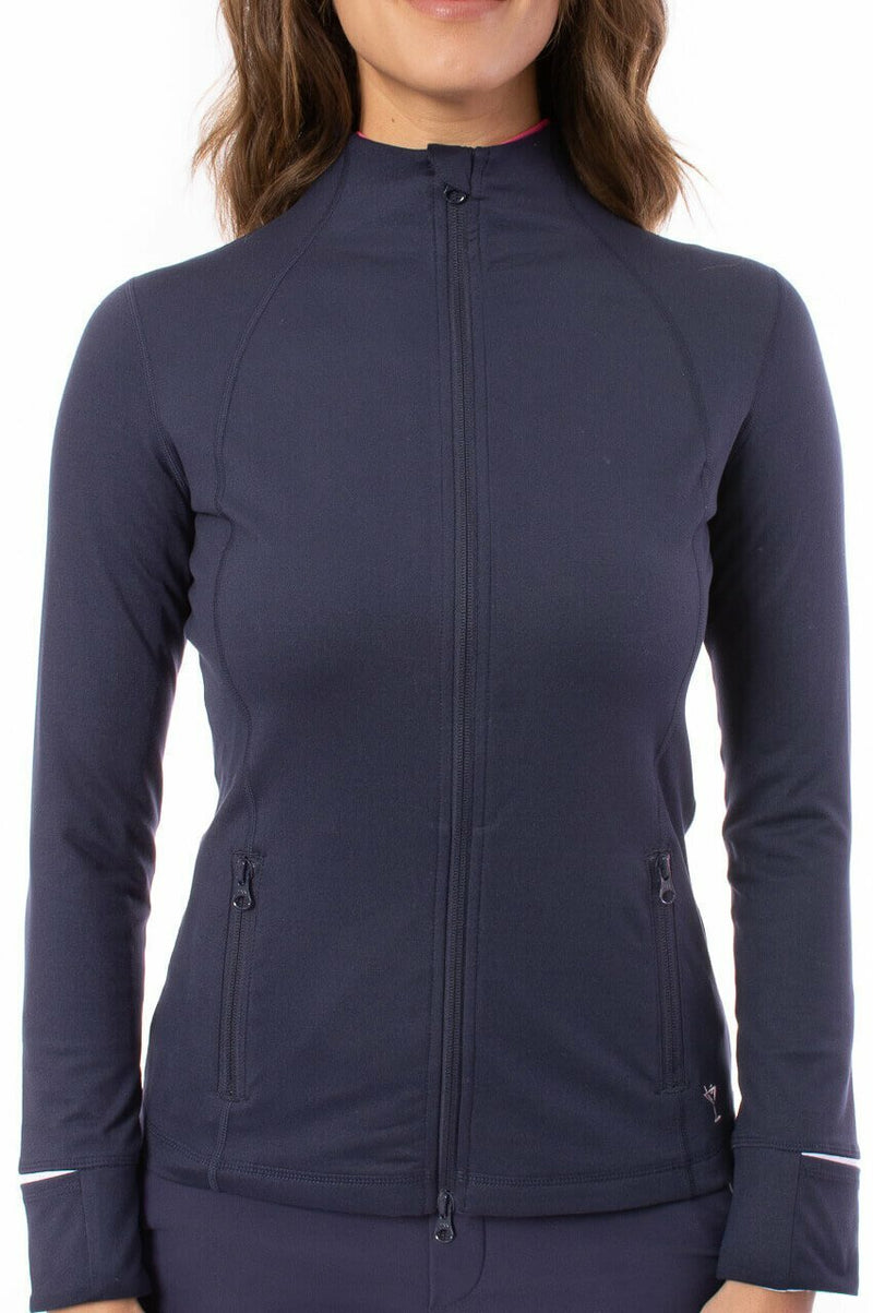 Golftini: Women's Double-Zip Sport Jacket - Navy and White