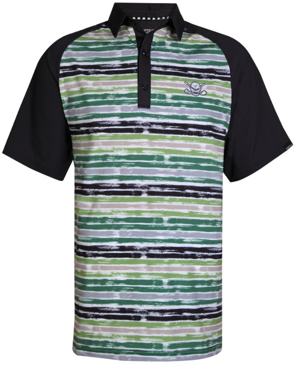 Tattoo Golf: Men's Fade Performance Cool-Stretch Golf Shirt - Black
