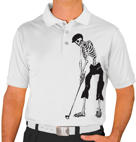 Golf Knickers: Mens Halloween Golf Shirt - Golfing Skeleton Clothing