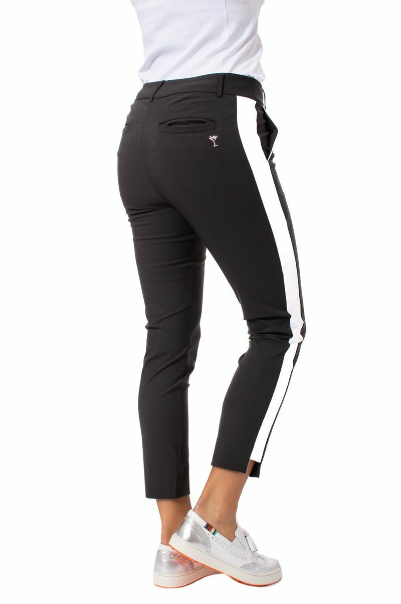 Golftini: Women's Pull-On Stretch Ankle Pant - Black/White