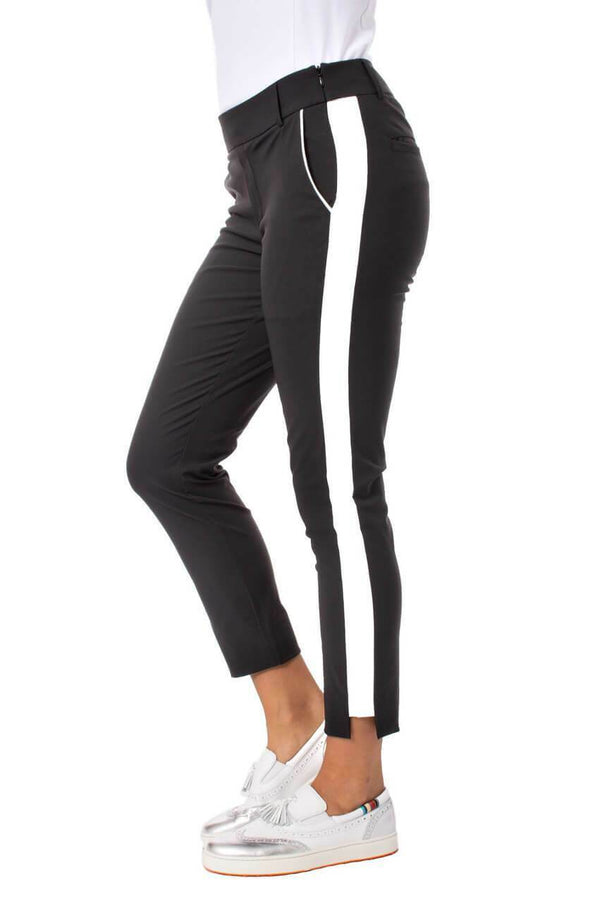 Golftini: Women's Black/White Pull-On Stretch Ankle Pant - Flirtini (Size: Small) SALE