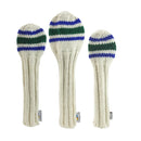 Sunfish: Classic 80s Sock Knit Headcovers (Driver, Fairway, Hybrid, or Set) - Blue and Forest Green Golf Club Headcovers