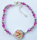 One Putt Designs - Fuchsia Folly Swarovski Crystals & Pewter Golf Ball Marker Ankle Bracelet