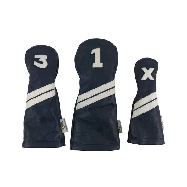 Sunfish: Leather Headcovers Set - Navy & White