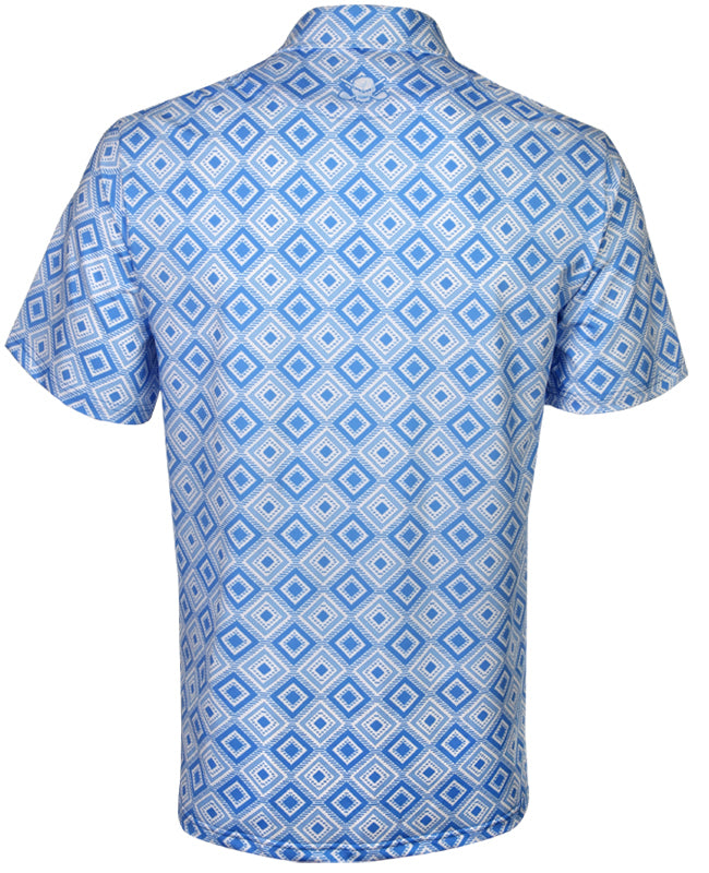 Tattoo Golf: Men's Geo Cool-Stretch Golf Shirt - Blue