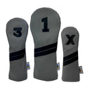 Sunfish: DuraLeather Headcovers Set - Gray and Black (DR, FW, HB, or Set)