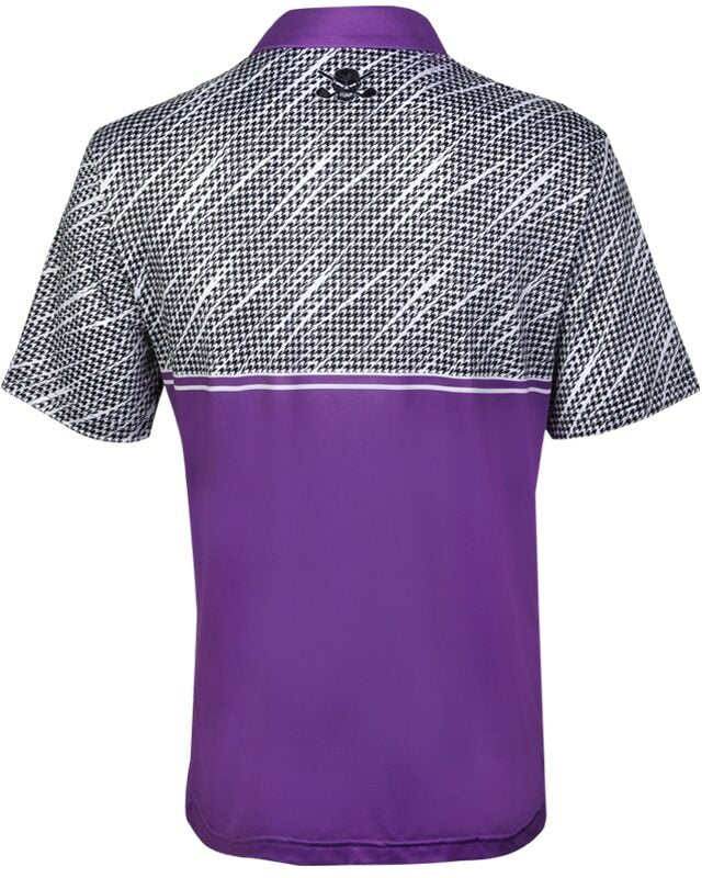 Tattoo Golf: Men's  Houndstooth Cool-Stretch Golf Shirt - Purple