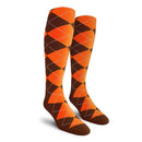 Golf Knickers: Men's Over-The-Calf Argyle Socks - Brown/Orange Socks