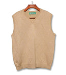 Golf Knickers: Men's Solid Sweater Vest - Khaki Clothing
