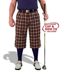 Golf Knickers: Mens 'Par 5' Limited Microfiber Golf Knickers Bow Tie & Cap - Old English Clothing