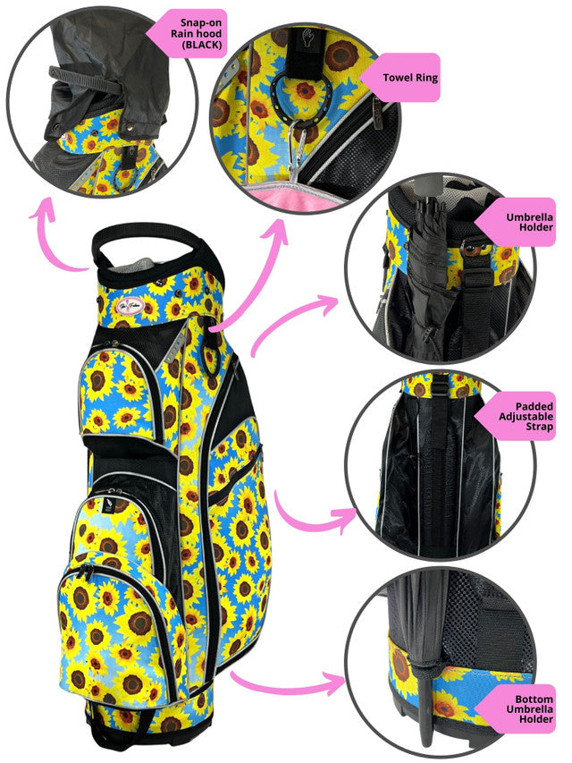 Taboo Fashions: Ladies Monaco Premium Lightweight Cart Bag - Sultry Sunflowers