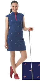 SanSoleil: Ladies UPF 50 SolStyle Cool Sleeveless Zip Mock Dress - 900722C Clothing