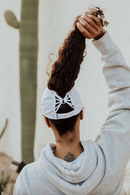 VimHue: Women's Sun Goddess UPF 50+ Ponytail Cap - White Hats