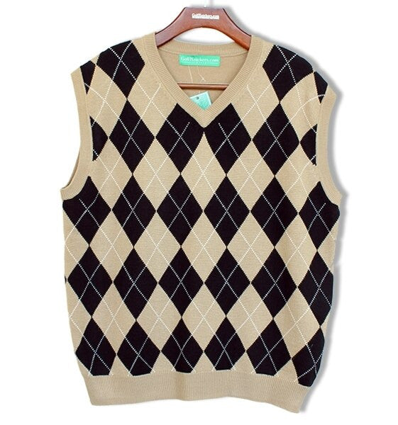 Khaki/Black Argyle Sweater Vest