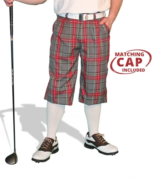 red, green, white plaid golf knickers