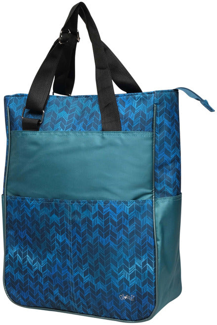 blue and green tote