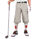 Golf Knickers: Mens 'Par 4' Cotton/Ramie Golf Knickers - Taupe Clothing