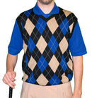 Golf Knickers: Men's Argyle Sweater Vest - Black/Royal/Khaki Clothing
