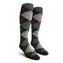Golf Knickers: Men's Over-The-Calf Argyle Socks - Black/Taupe/Charcoal Socks
