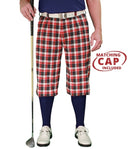 red, navy, white plaid golf knicker