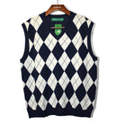 Golf Knickers: Men's Argyle Sweater Vest - Navy/White Clothing