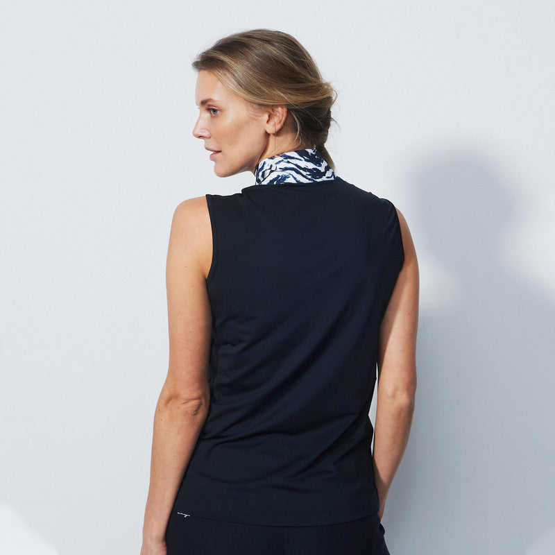 Daily Sports: Women's Lens Sleeveless Half Neck Polo - Navy