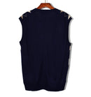Golf Knickers: Men's Argyle Sweater Vest - Navy/Taupe/White Clothing