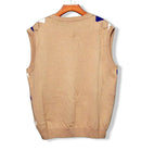 Golf Knickers: Men's Argyle Sweater Vest - Khaki/Royal/White Clothing