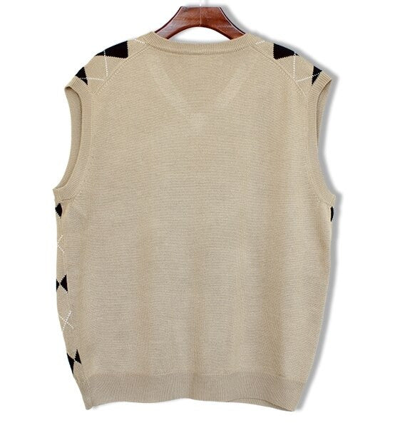 Khaki/Black Argyle Sweater Vest
