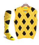 Golf Knickers: Men's Argyle Sweater Vest & Socks Signature Series - Yellow / Black Clothing