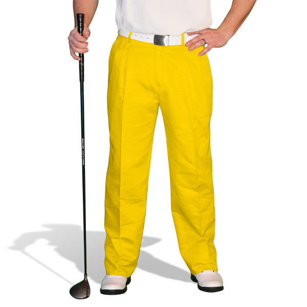yellow golf trousers