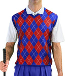 Golf Knickers: Men's Argyle Sweater Vest - Royal/Red Clothing