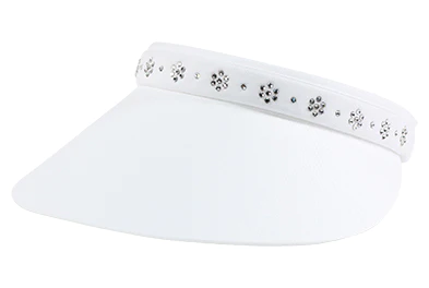 Dolly Mama Ladies Full Clip-On Visor - Phoebe with Crystal Flowers